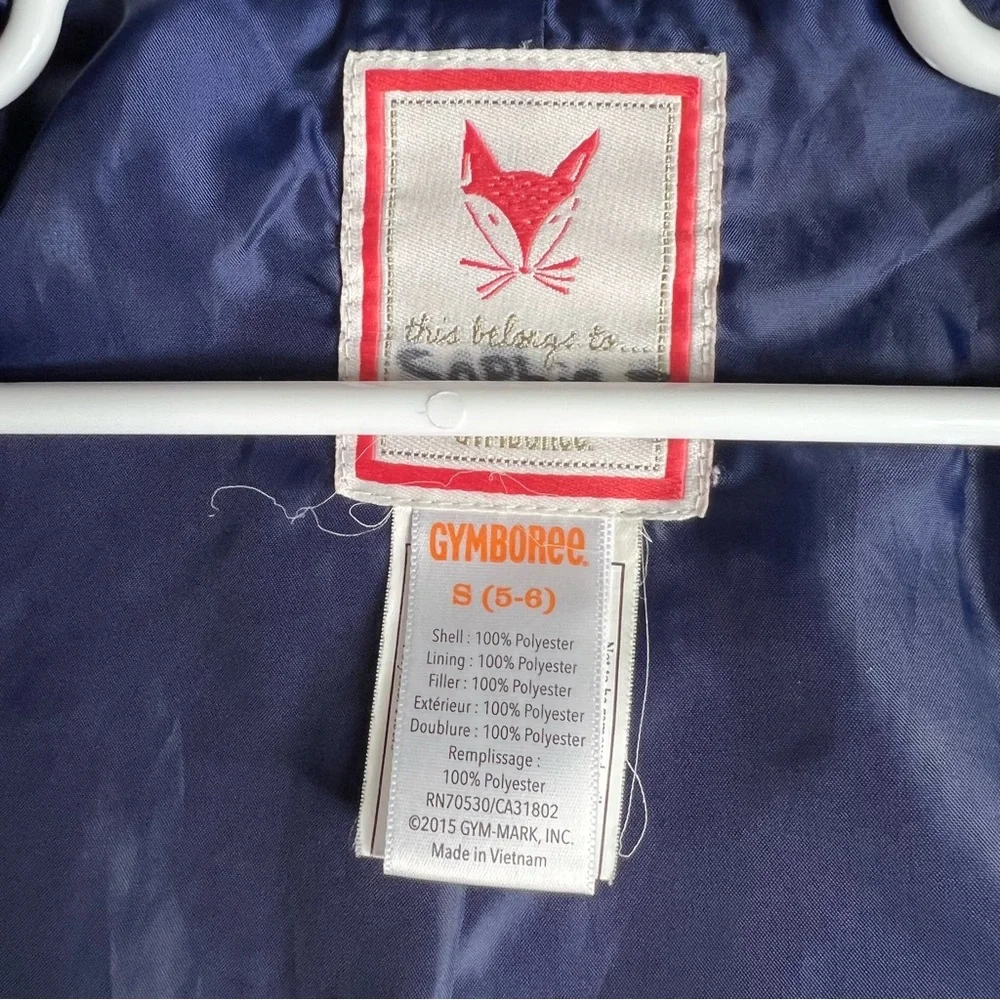 Gymboree Navy Quilted Jacket Girls Size‎ 5/6 Lightweight Zip Up Coat